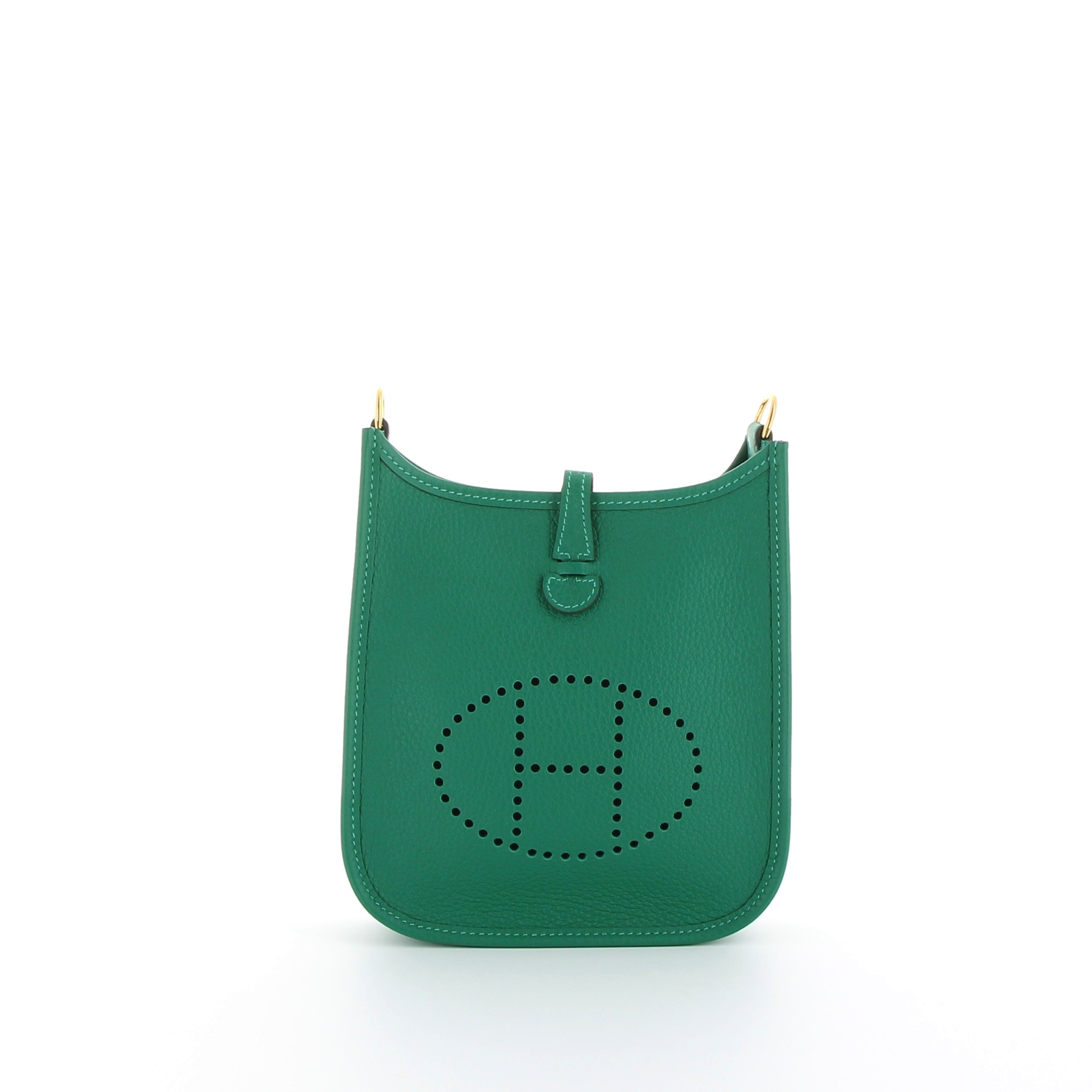 Mini Evelyne 16 vert vertigo taurillon clemence gold hardware