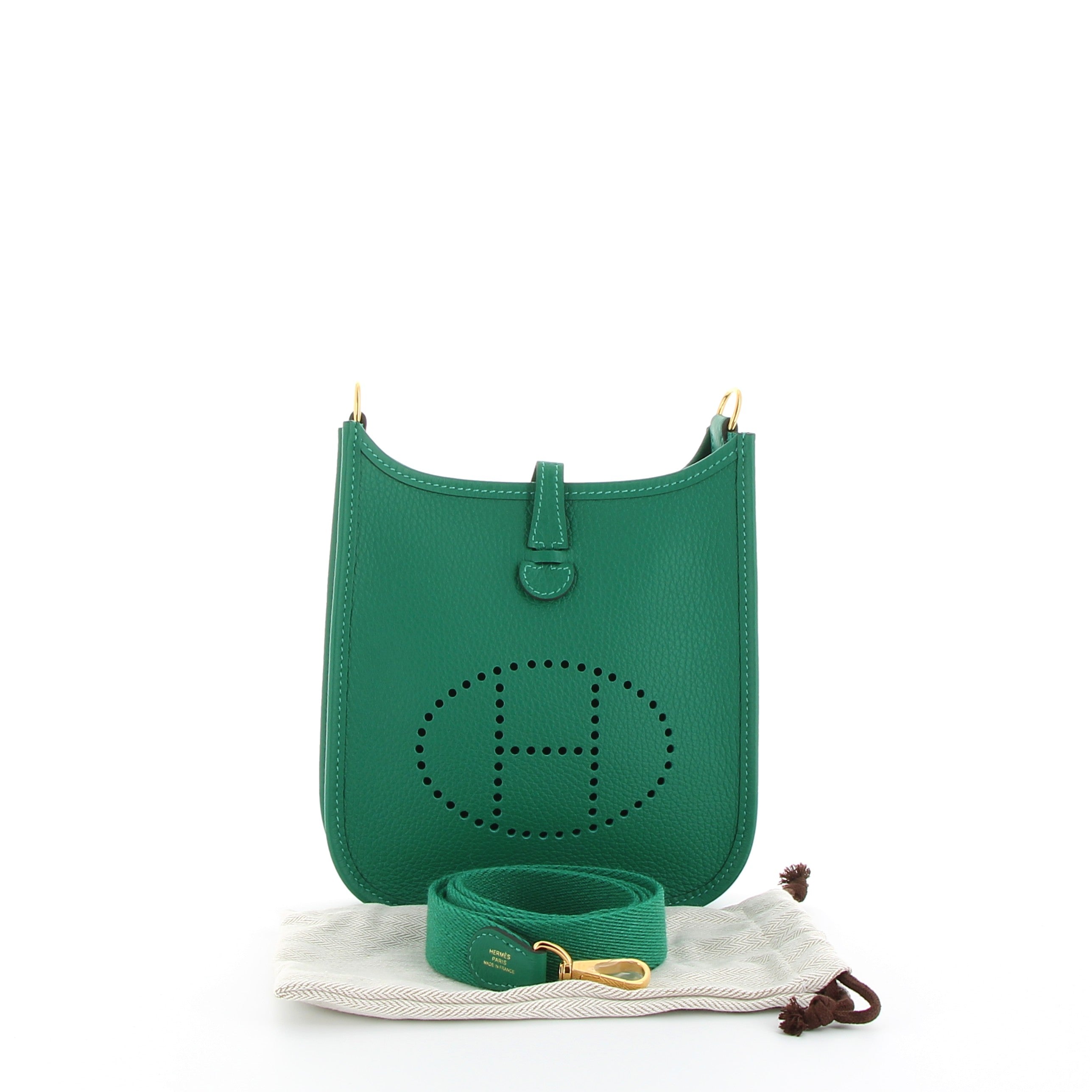 Mini Evelyne 16 vert vertigo taurillon clemence gold hardware