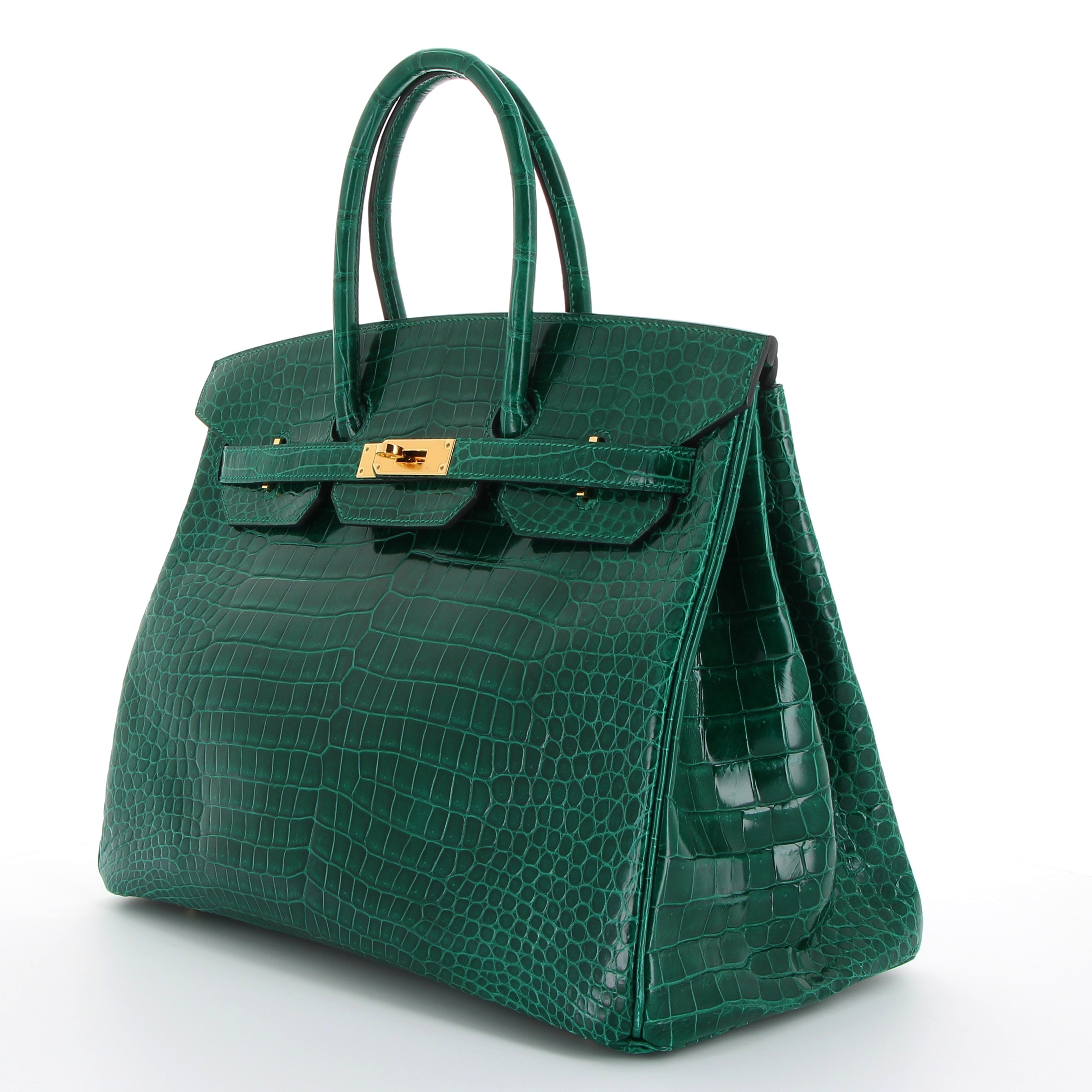 Birkin 35 vert emeraude porosus gold hardware