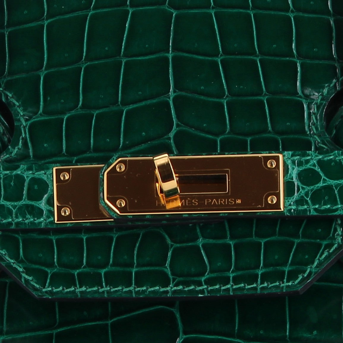 Birkin 35 vert emeraude porosus gold hardware