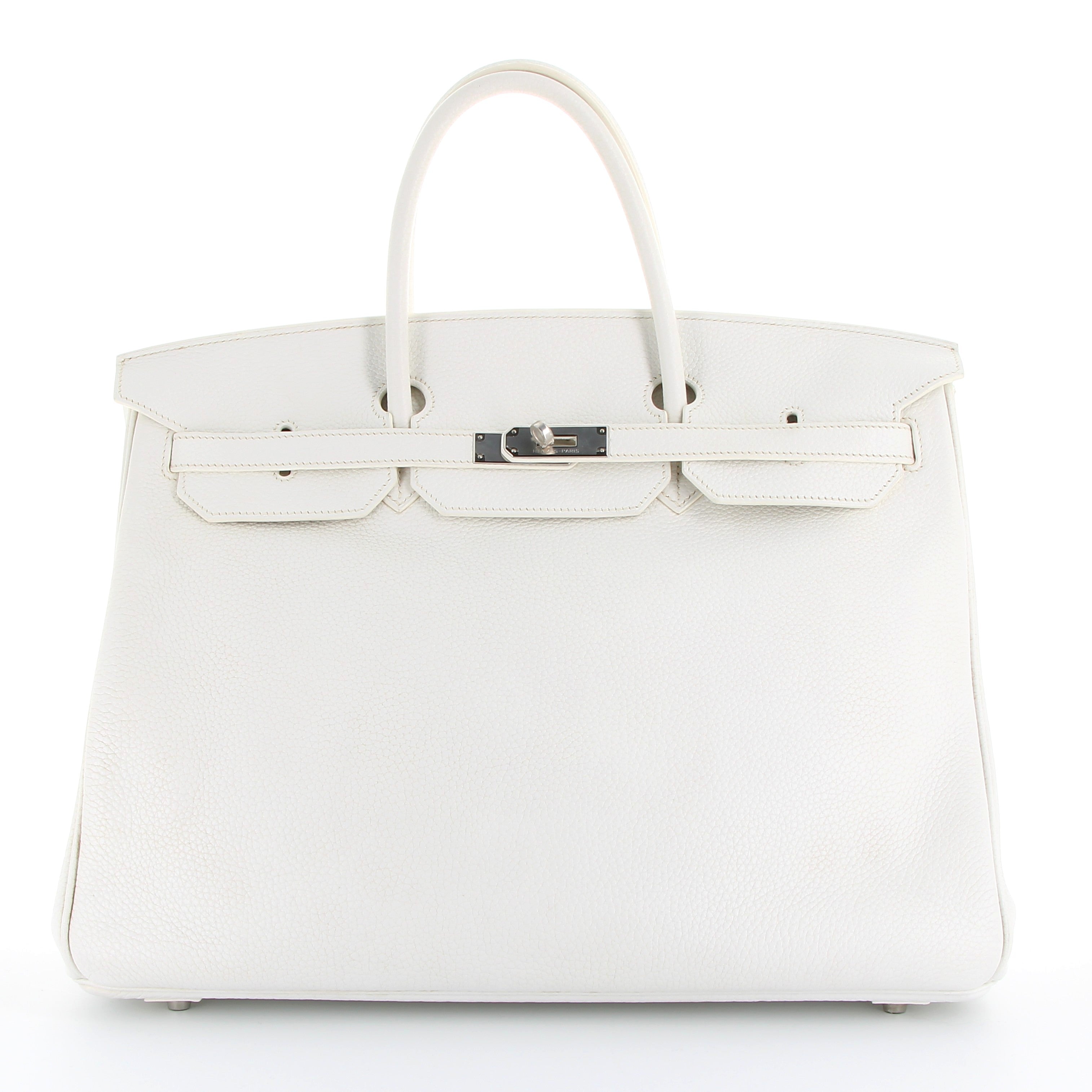 Birkin 40 blanc taurillon clémence palladium hardware