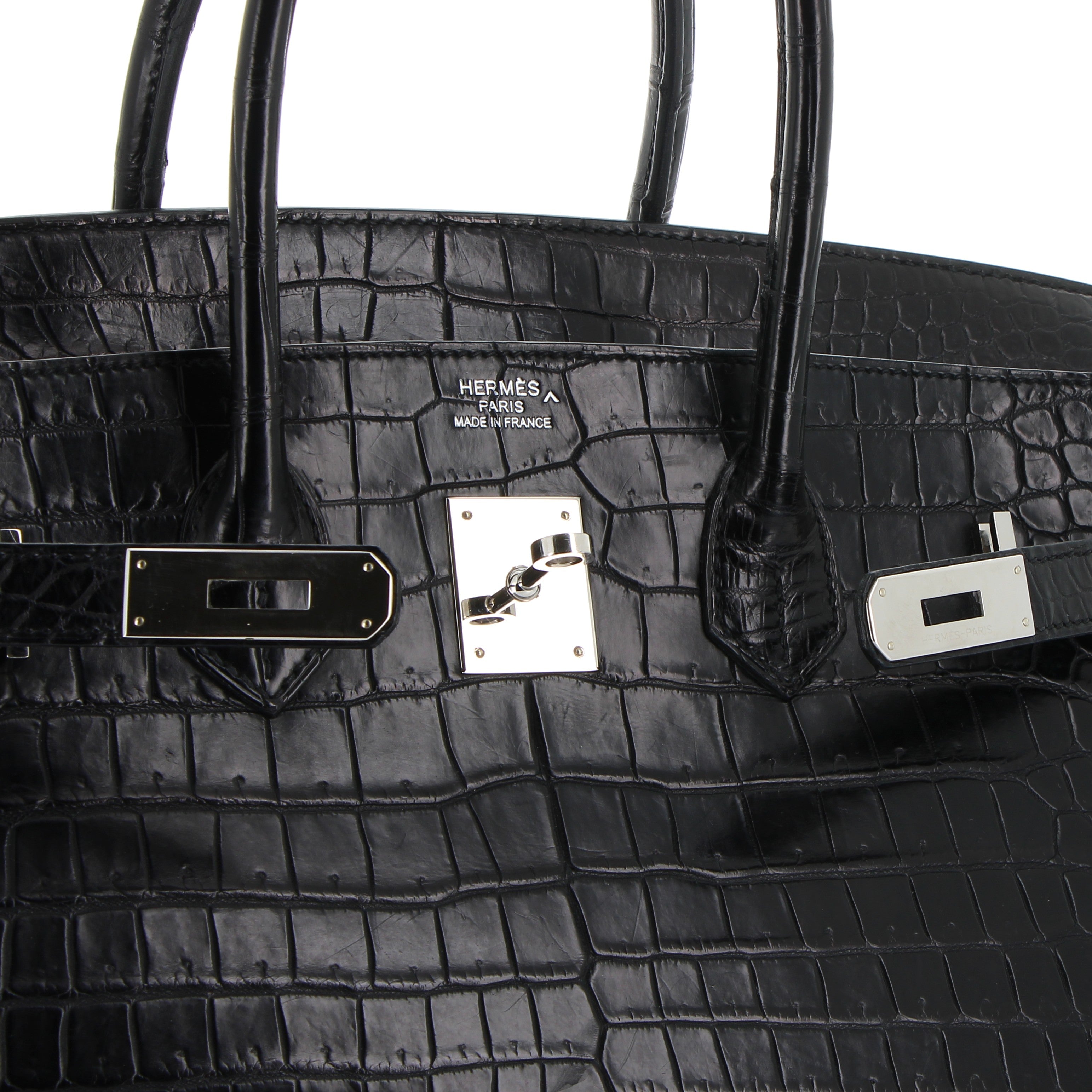 Birkin 35 noir crocodile niloticus palladium hardware