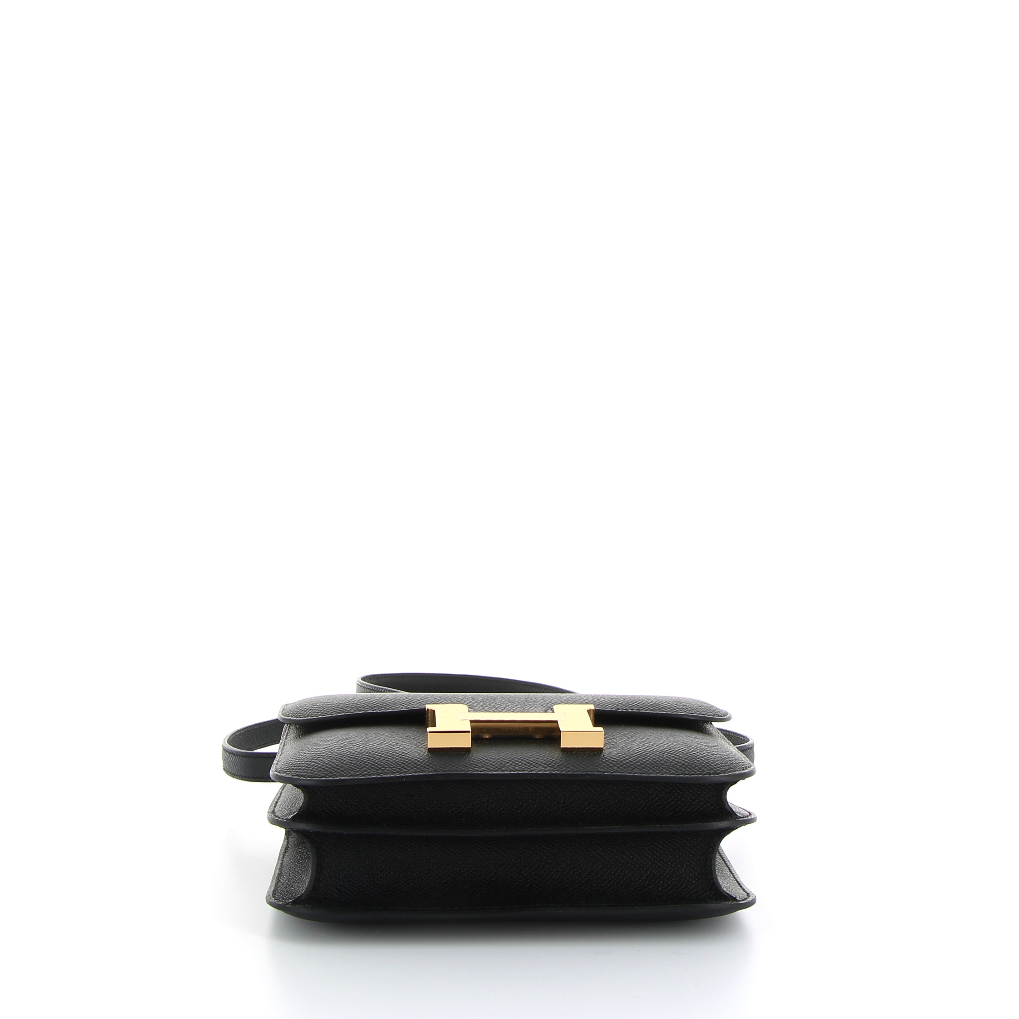 Constance 18 noir epsom gold hardware