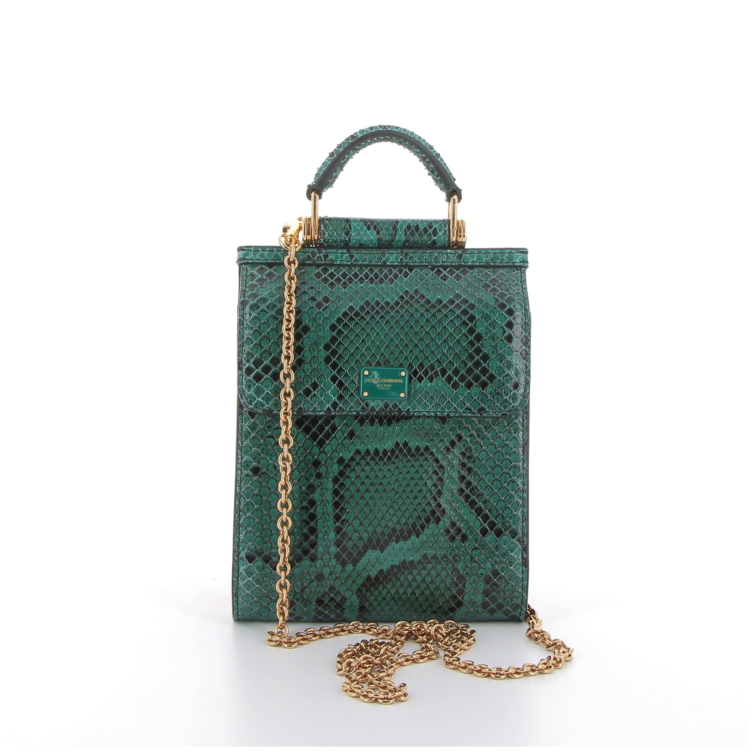 D&G Python Sicily 58 Phone Bag gold hardware